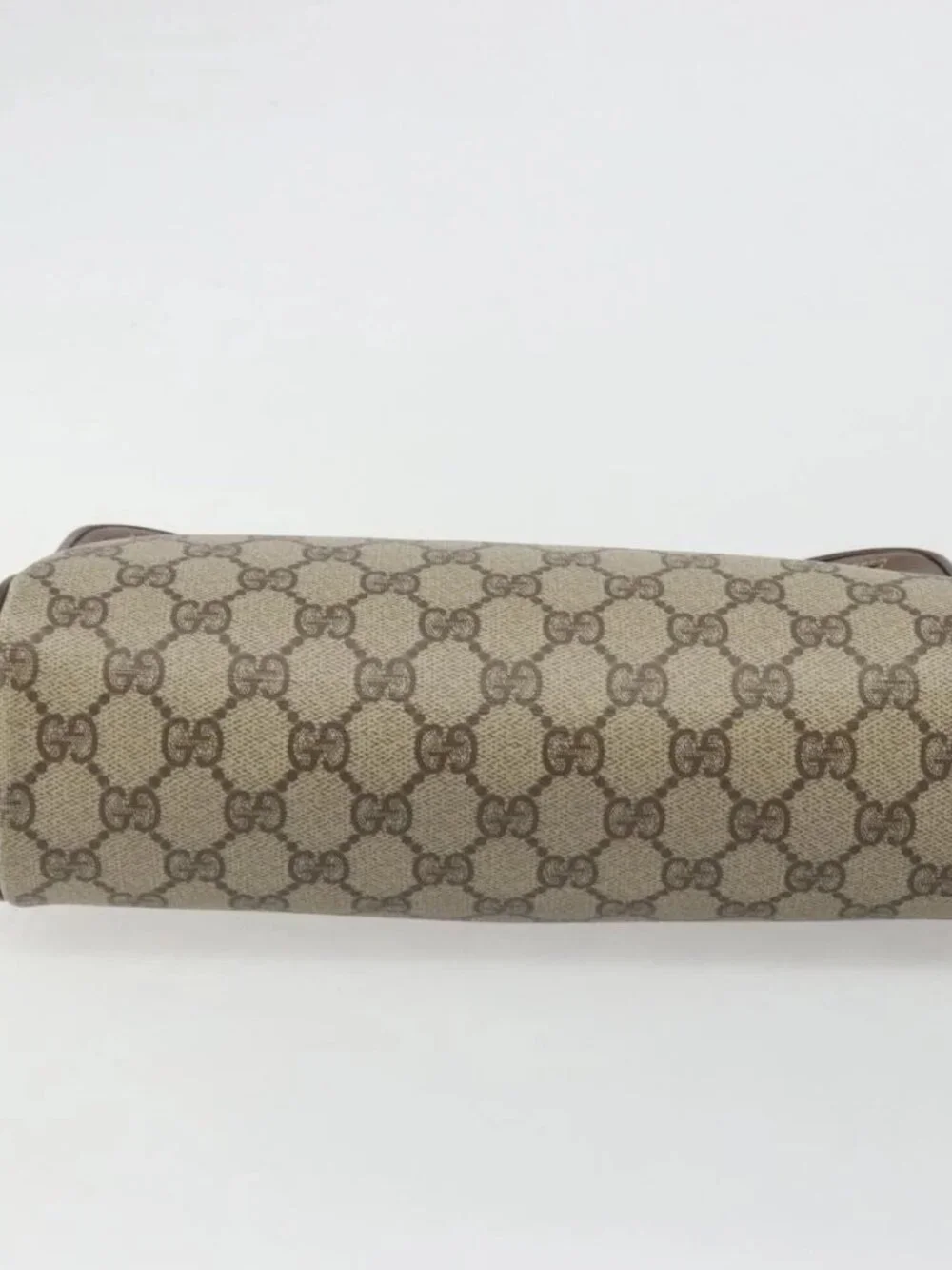 GUCCI GG Supreme Web Sherry Line Bag PVC Beige Gold Red 119 02 088 Auth YKZ1578